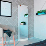 Zapatero de Pared Leto XL Blanco 47x170cm de 5 Niveles con Espejo - Zapateros | Bylmo