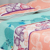 Cubrelecho Español Ambete Rosado y Lila de Algas Marinas Para Cama Semidoble 120 X 190 Cm - Tendidos y Cubrelechos | Bylmo