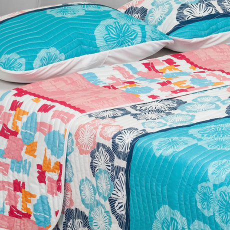 Cubrelecho Español Ambete Rosado y Blanco de Trazos Para Cama Semidoble 120 X 190 Cm - Tendidos y Cubrelechos | Bylmo