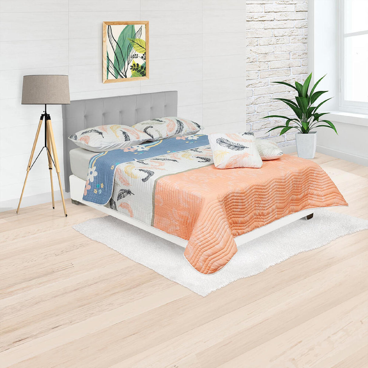 Cubrelecho Español Ambete Lila de Flores Para Cama Semidoble 120 X 190 Cm - Tendidos y Cubrelechos | Bylmo