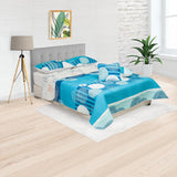 Cubrelecho Español Ambete Azul Aguamarina de Círculos Para Cama Semidoble 120 X 190 Cm - Tendidos y Cubrelechos | Bylmo
