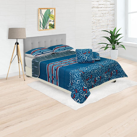 Cubrelecho Español Ambete Azul de Miniprint Para Cama Doble 140 X 190 Cm - Tendidos y Cubrelechos | Bylmo