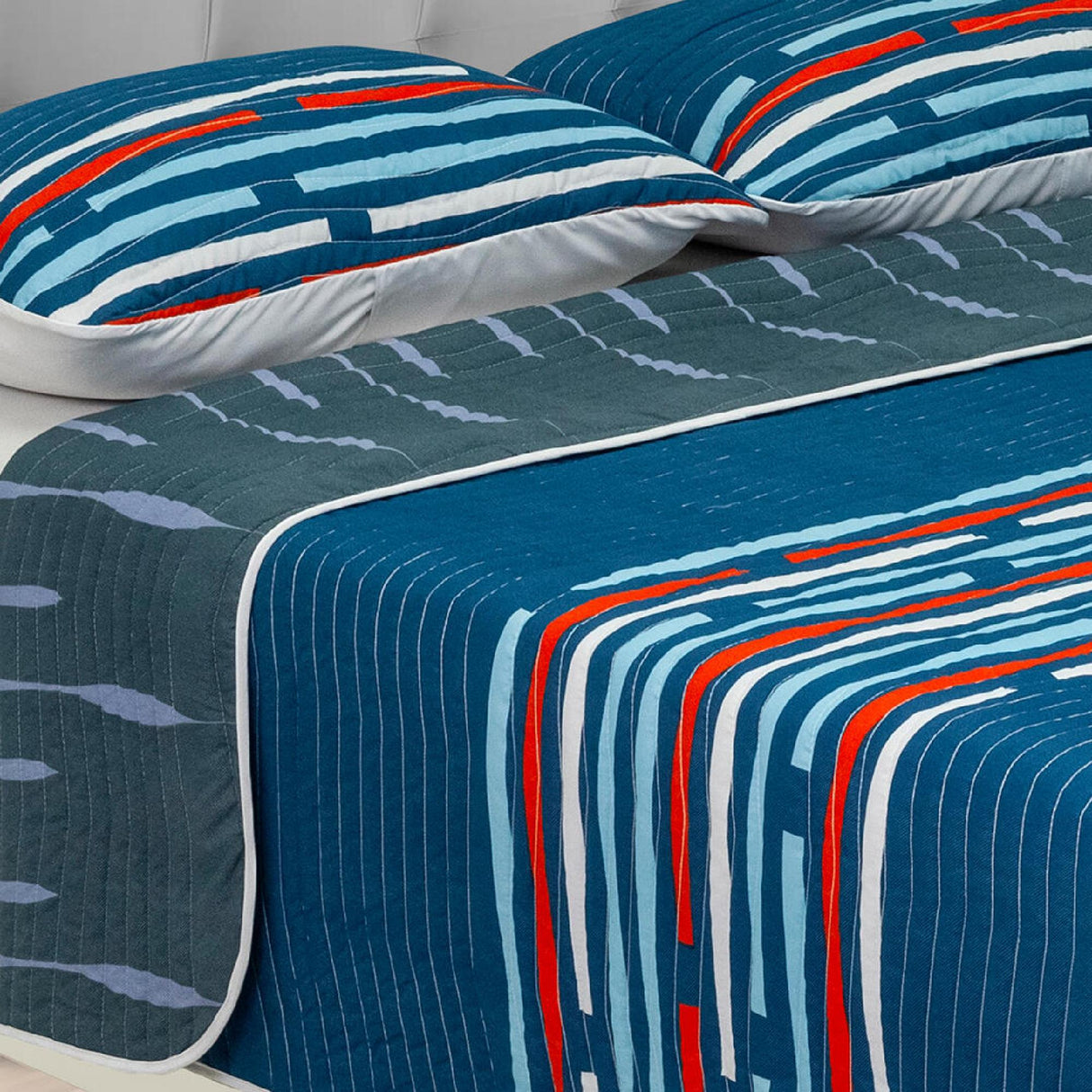 Cubrelecho Español Ambete Azul de Miniprint Para Cama Doble 140 X 190 Cm - Tendidos y Cubrelechos | Bylmo