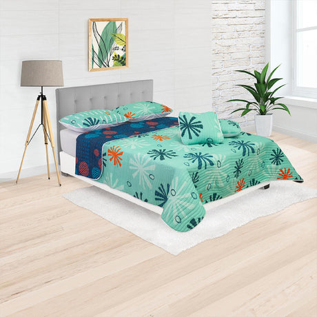 Cubrelecho Español Ambete Azul Oscuro de Círculos Para Cama Doble 140 X 190 Cm - Tendidos y Cubrelechos | Bylmo