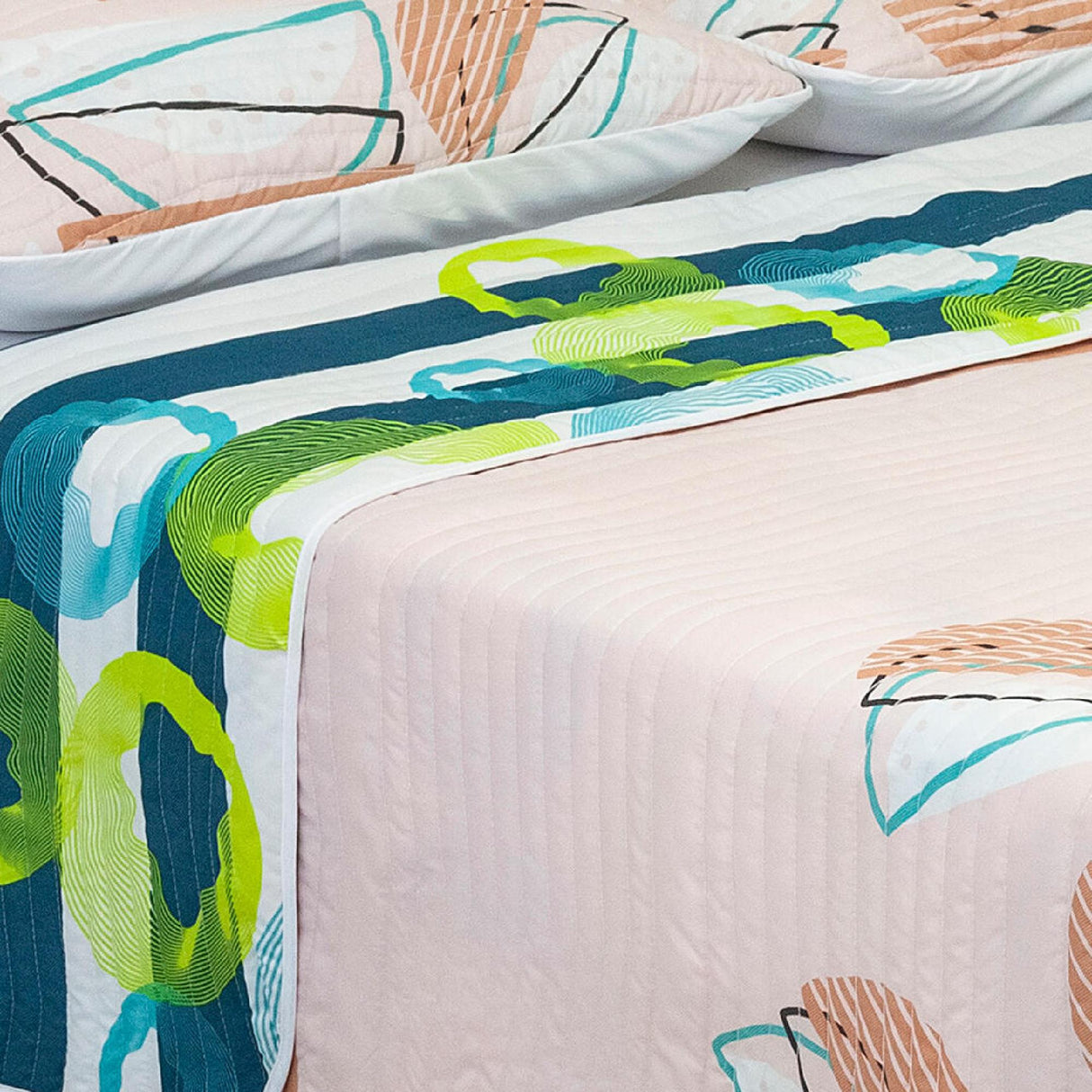 Cubrelecho Español Ambete Beige de Semicírculos Para Cama Semidoble 120 X 190 Cm - Tendidos y Cubrelechos | Bylmo