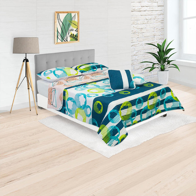 Cubrelecho Español Ambete Beige De Semicírculos Para Cama Semidoble 120 X 190 Cm