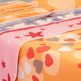 Cubrelecho Español Ambete Naranja de Corazones Para Cama Sencilla 100 X 190 Cm - Tendidos y Cubrelechos | Bylmo