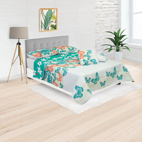 Cubrelecho Español Ambete Verde de Flores Para Cama King 200 X 200 Cm - Tendidos y Cubrelechos | Bylmo