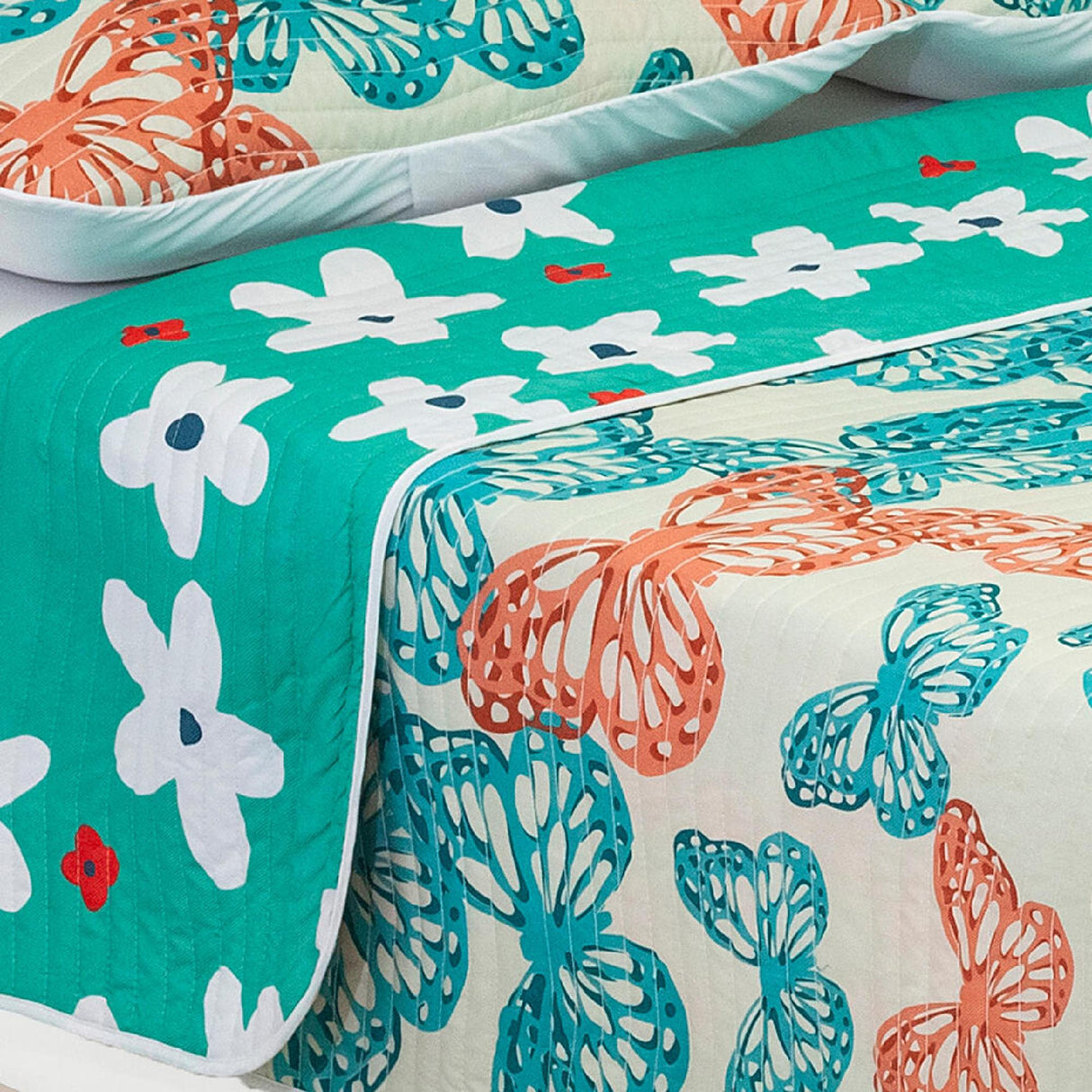 Cubrelecho Español Ambete Verde de Flores Para Cama King 200 X 200 Cm - Tendidos y Cubrelechos | Bylmo