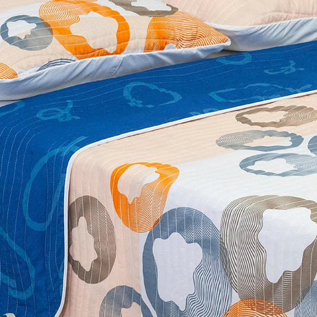 Cubrelecho Español Ambete Azul y Blanco de Letras Para Cama King 200 X 200 Cm - Tendidos y Cubrelechos | Bylmo