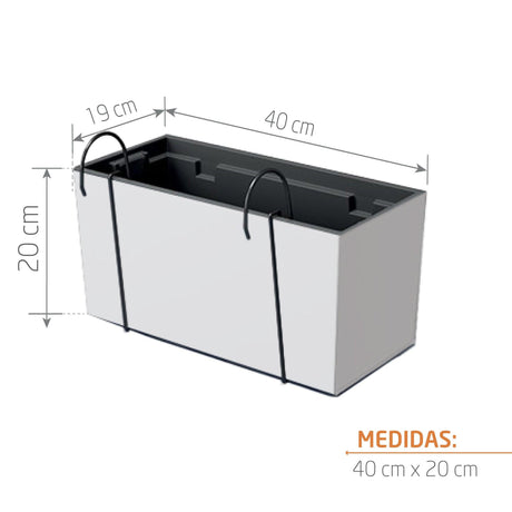 Matera Urbi Case W Blanco 39.5x19.5cm Rectangular Para Barandas - Materas y Macetas | Bylmo