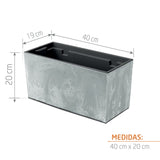 Matera Urbi Case W Beton Gris Concreto 40x20cm Rectangular Para Barandas - Materas y Macetas | Bylmo