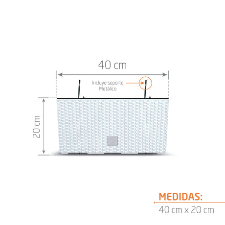 Matera Rato Case W Blanco 39.5x19.5cm Rectangular Para Barandas - Materas y Macetas | Bylmo