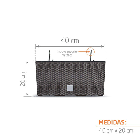 Matera Rato Case W Cafe 39.5x19.5cm Rectangular Para Barandas - Materas y Macetas | Bylmo