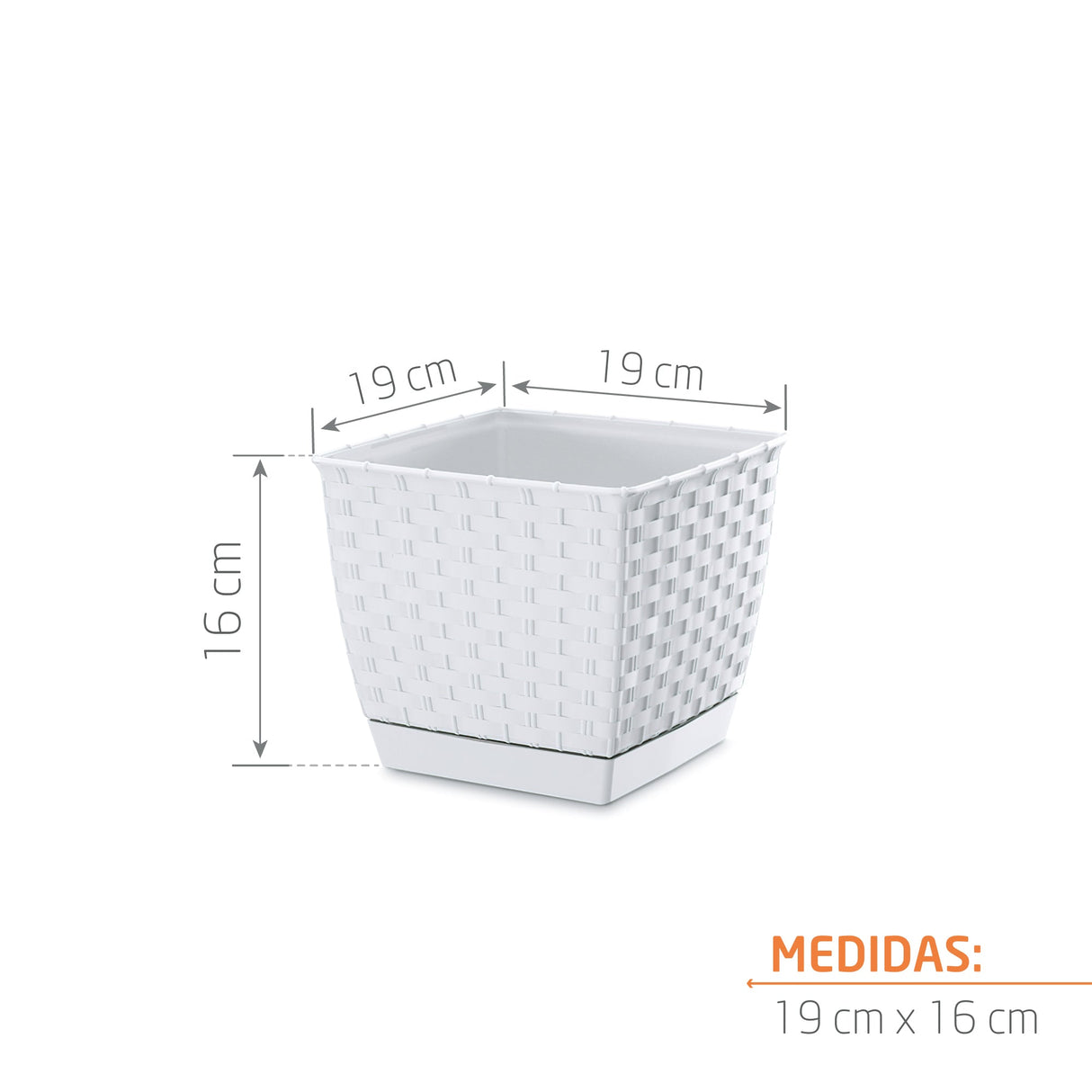 Matera Ratolla Square Blanco 19x15.9cm Cuadrada De Escritorio - Materas y Macetas | Bylmo