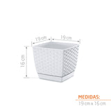 Matera Ratolla Square Blanco 19x15.9cm Cuadrada De Escritorio - Materas y Macetas | Bylmo