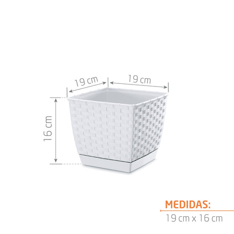 Matera Ratolla Square Blanco 19x15.9cm Cuadrada De Escritorio - Materas y Macetas | Bylmo
