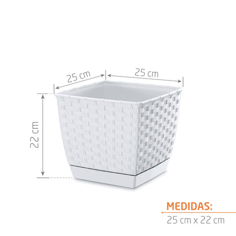 Matera Ratolla Square Blanco 25x22cm Cuadrada De Escritorio - Materas y Macetas | Bylmo