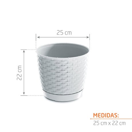 Matera Ratolla Round Blanco 25x21.9cm Cónica De Escritorio - Materas y Macetas | Bylmo
