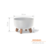 Matera Gracia Round Low Eco Wood Blanco 23.5x15.5cm Cónica Tradicionales De Piso - Materas y Macetas | Bylmo