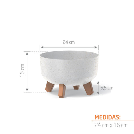 Matera Gracia Round Low Eco Wood Blanco 23.5x15.5cm Cónica Tradicionales De Piso - Materas y Macetas | Bylmo