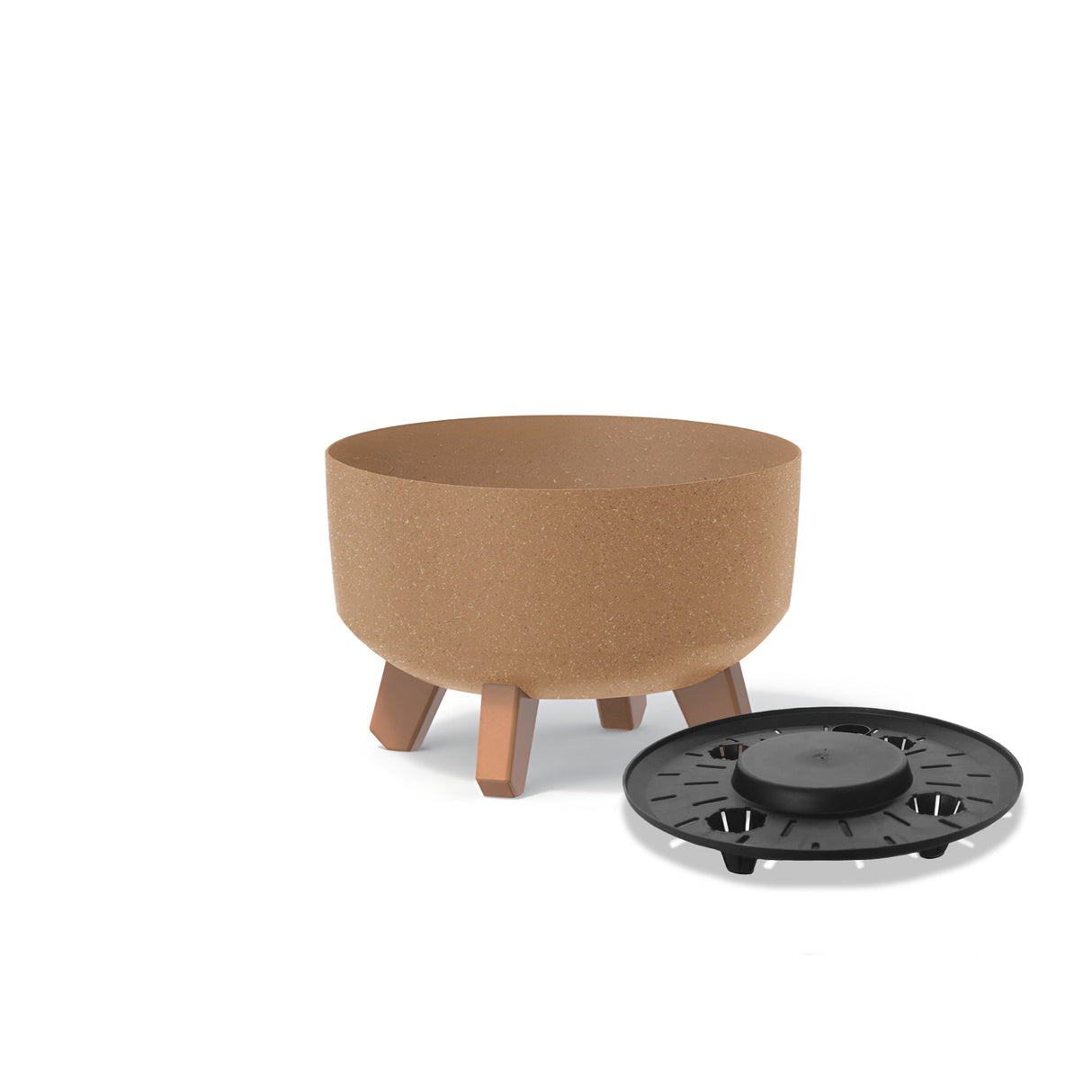 Matera Gracia Round Low Eco Wood Cafe Claro 23.5x15.5cm Cónica Tradicionales De Piso - Materas y Macetas | Bylmo