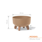 Matera Gracia Round Low Eco Wood Cafe Claro 23.5x15.5cm Cónica Tradicionales De Piso - Materas y Macetas | Bylmo
