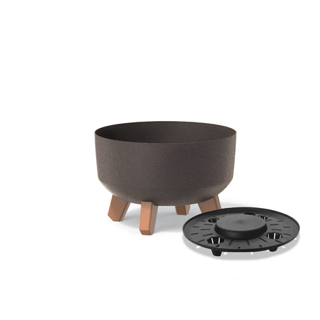 Matera Gracia Round Low Eco Wood Cafe 23.5x15.5cm Cónica Tradicionales De Piso - Materas y Macetas | Bylmo