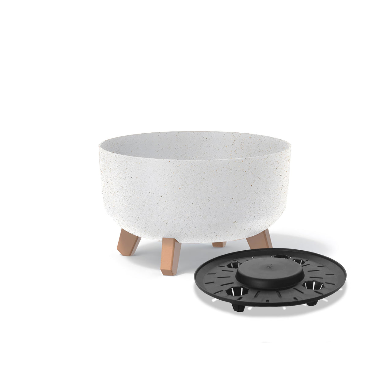 Matera Gracia Round Low Eco Wood Blanco 28.5x17.7cm Cónica Tradicionales De Piso - Materas y Macetas | Bylmo