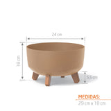 Matera Gracia Round Low Eco Wood Cafe Claro 28.5x17.7cm Cónica Tradicionales De Piso - Materas y Macetas | Bylmo
