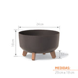 Matera Gracia Round Low Eco Wood Cafe 28.5x17.7cm Cónica Tradicionales De Piso - Materas y Macetas | Bylmo