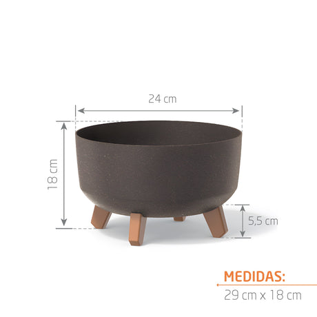 Matera Gracia Round Low Eco Wood Cafe 28.5x17.7cm Cónica Tradicionales De Piso - Materas y Macetas | Bylmo