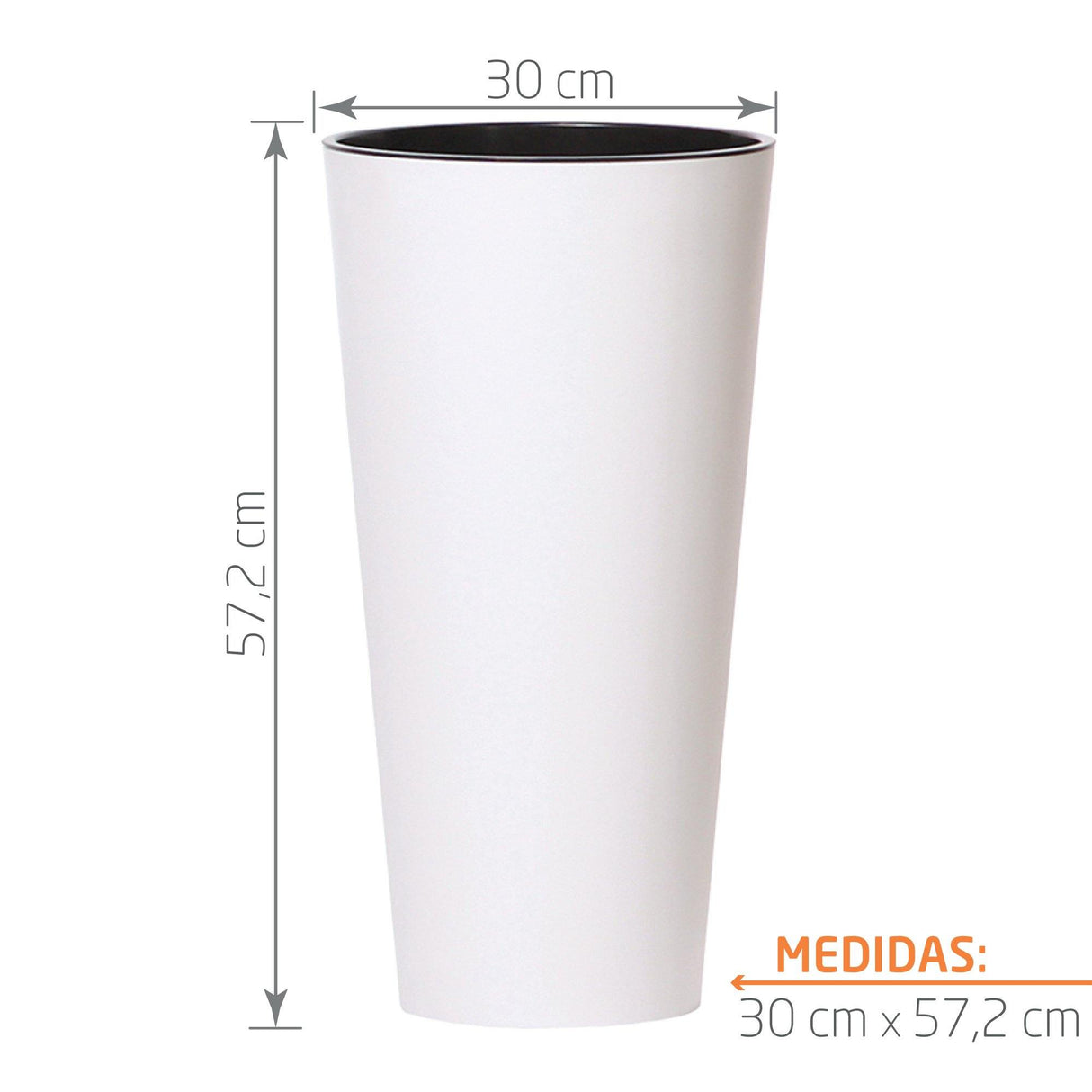 Matera Tubus Blanco 30x57.2cm Cónica Tradicionales De Piso - Materas y Macetas | Bylmo