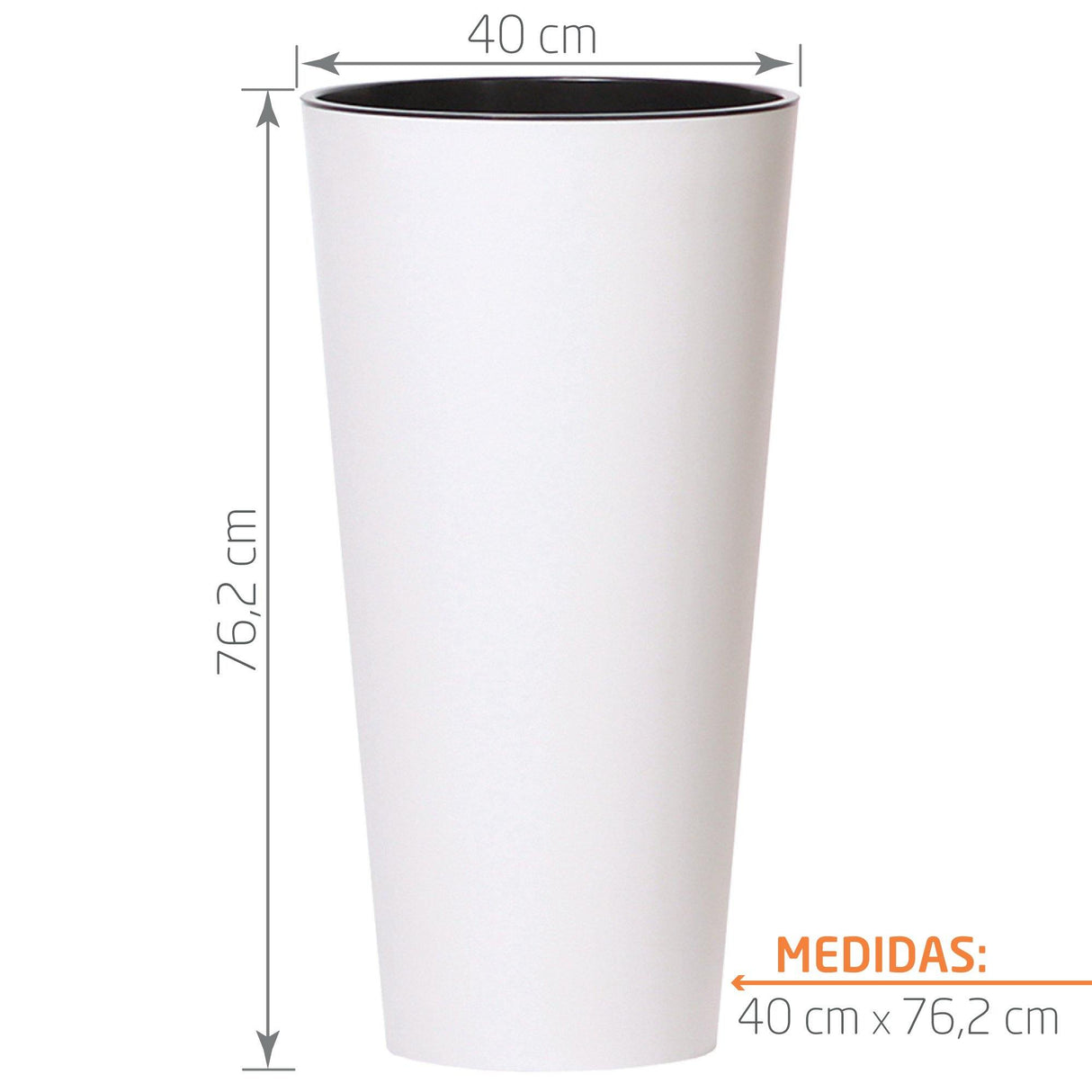 Matera Tubus Blanco 40x76.2cm Cónica Tradicionales De Piso - Materas y Macetas | Bylmo