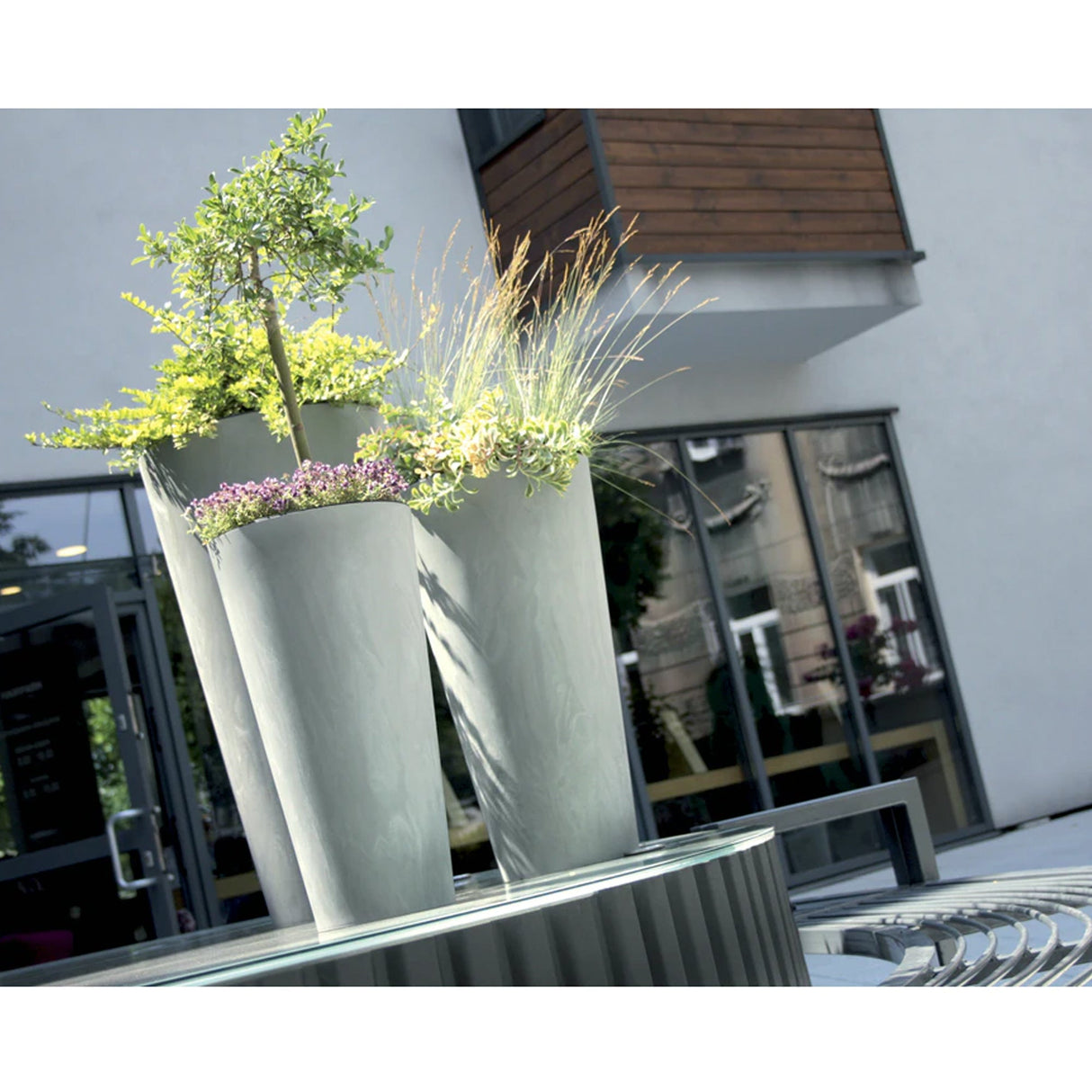 Matera Tubus Beton Gris Concreto 40x76.2cm Cónica Tradicionales De Piso - Materas y Macetas | Bylmo