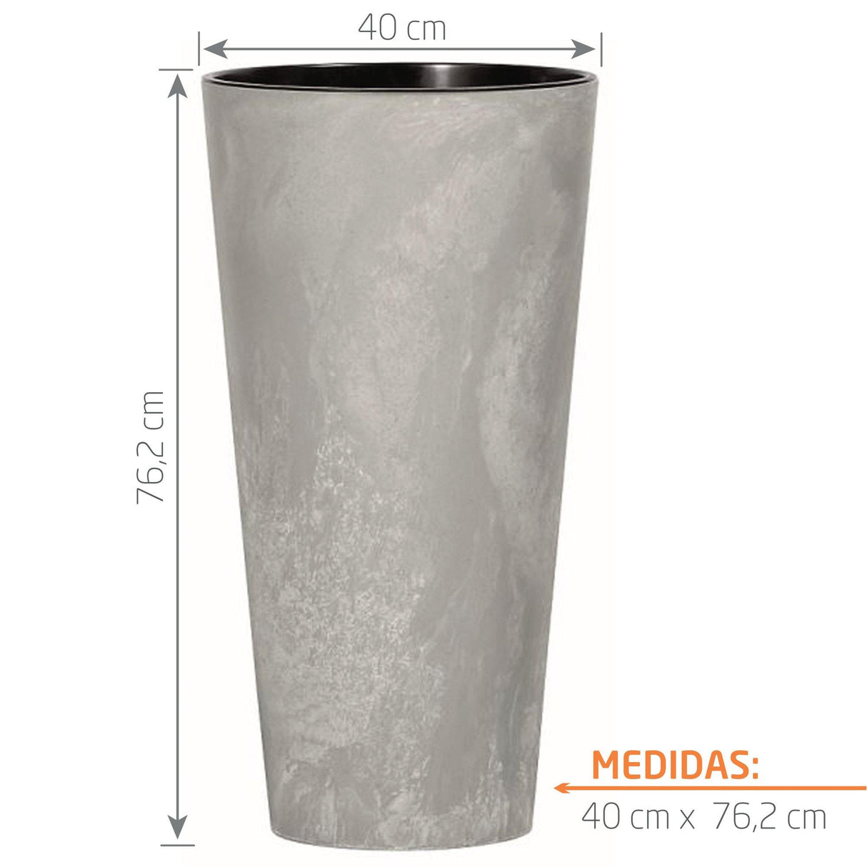 Matera Tubus Beton Gris Concreto 40x76.2cm Cónica Tradicionales De Piso - Materas y Macetas | Bylmo