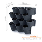 Matera Cascade Wall Antracita 67x57cm Asimétrica Jardin Vertical - Materas y Macetas | Bylmo