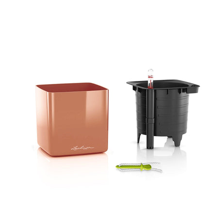 Matera Cube Cobre 14x14cm Cuadrada De Escritorio Con Sistema de Riego Automático - Materas y Macetas | Bylmo