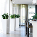 Matera Cubico Blanco 40x105cm Cuadrada Tradicionales De Piso Con Sistema de Riego Automático - Materas y Macetas | Bylmo