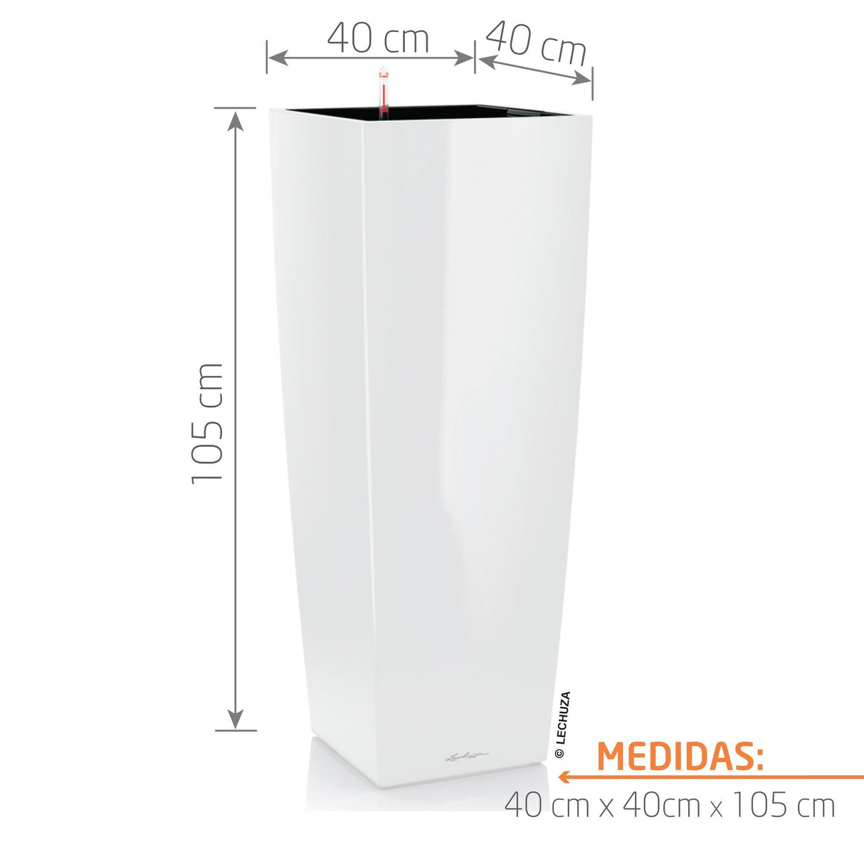 Matera Cubico Blanco 40x105cm Cuadrada Tradicionales De Piso Con Sistema de Riego Automático - Materas y Macetas | Bylmo