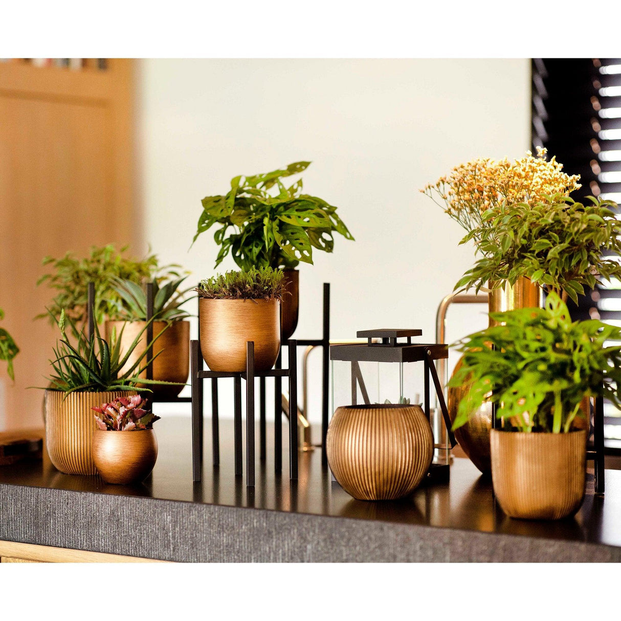 Matera Conic Round Groove Oro 14x13cm Cónica De Escritorio - Materas y Macetas | Bylmo