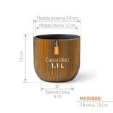 Matera Conic Round Groove Oro 14x13cm Cónica De Escritorio - Materas y Macetas | Bylmo