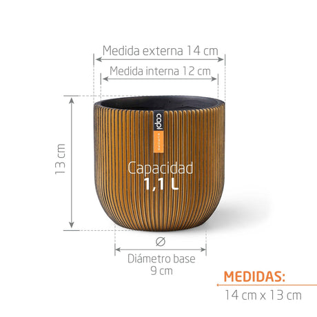 Matera Conic Round Groove Oro 14x13cm Cónica De Escritorio - Materas y Macetas | Bylmo