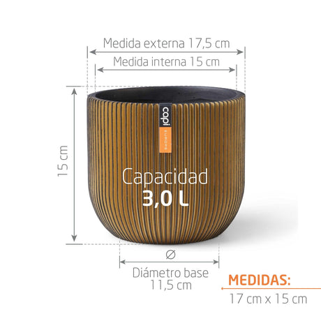 Matera Conic Round Groove Oro 17x15cm Cónica De Escritorio - Materas y Macetas | Bylmo