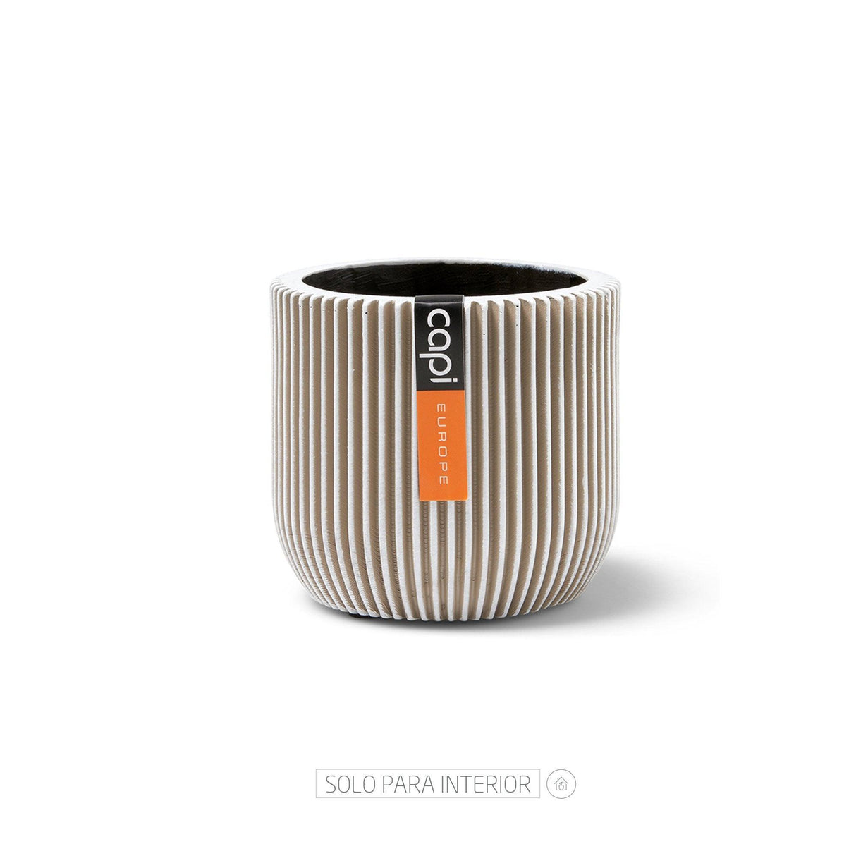 Matera Conic Round Groove Marfil 14x13cm Cónica De Escritorio - Materas y Macetas | Bylmo