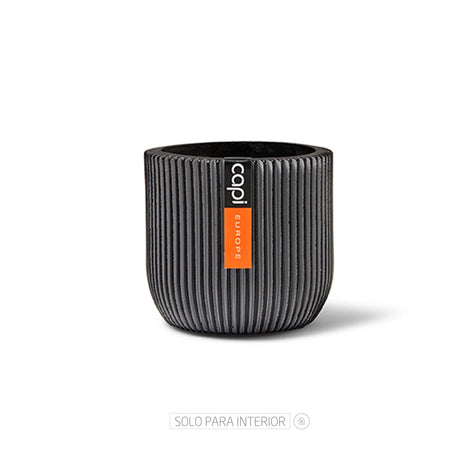 Matera Conic Round Groove Negro 14x13cm Cónica De Escritorio - Materas y Macetas | Bylmo