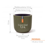Matera Conic Round Groove Verde 14x13cm Cónica De Escritorio - Materas y Macetas | Bylmo