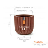 Matera Conic Round Groove Rojo 14x13cm Cónica De Escritorio - Materas y Macetas | Bylmo