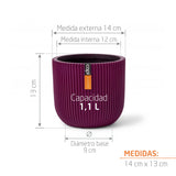 Matera Conic Round Groove Morado 14x13cm Cónica De Escritorio - Materas y Macetas | Bylmo