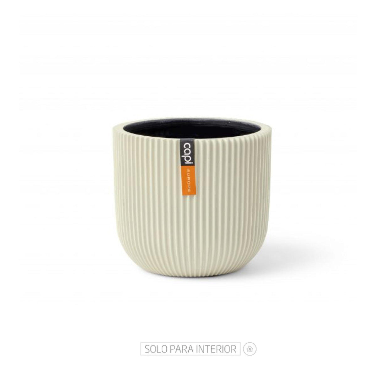 Matera Conic Round Groove Beige 14x13cm Cónica De Escritorio - Materas y Macetas | Bylmo